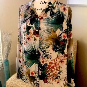 H&M butterfly garden blouse